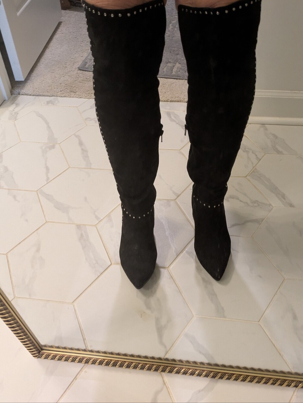 Over-the-Knee Studded Block Heel Boots - Picture 7 of 17